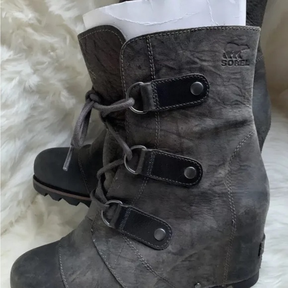 NIB Sorel Joan of Arctic Wedge Black Womens Sz 9 NEW W BOX main image 1
